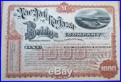 1892 Stock Certificate'New York & New Jersey Bridge Company' NY/NJ