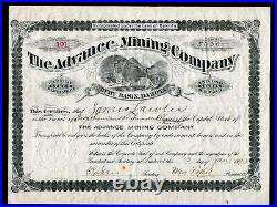 1893 Black Hills Dakota Advance Mining Co Ruby Basin Stock Certificate EX RARE