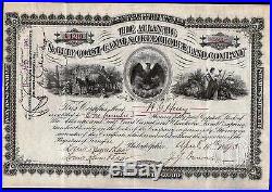 1893 Florida Atlantic & Gulf Coast & Okeechobee Land Co RARE Stock Certificate