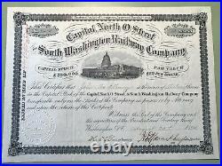 1894 Capitol North O Street South Washington Railway Co Issued Stock Certificate