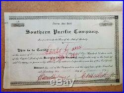 1894 Southern Pacific SPRR Stock Certificate CP Huntington Stanford Estate CA KY