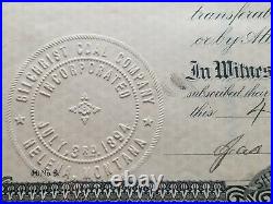 1894 The Gilchrist Coal Co. Stock Certificate #11 Issued to J. Smith (Montana)
