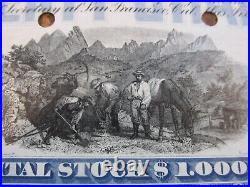 1895 Alaska United Gold Mining Stock Certificate Blue Signed William Alvord Z