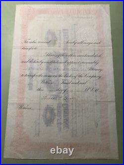 1896 Electric Railroad Exp Co Stock Certificate Trolley Maine #18 Issued RARE