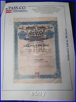 1896 Mexico Compania Anonima de Aguas de San Luis Potosi with passco, coupons