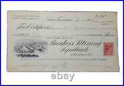 1898 San Francisco, CA Bankers Mining Syndicate Stock Certificate #367