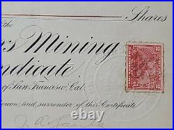 1898 San Francisco, CA Bankers Mining Syndicate Stock Certificate #367