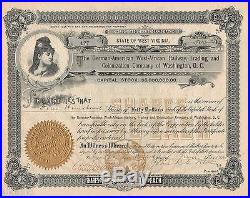 1898 Stock Certificate German-American W African Railway Trading & Colonization