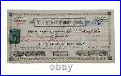 1898 The Eureka County Bank Stock Certificate #54 Issued To JC Campbell