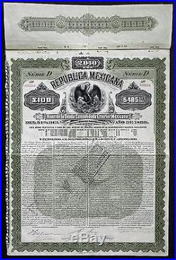 1899 Mexico Republica Mexicana Mexican Exterior Gold Bond for £100