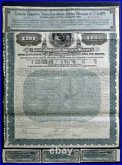 1899 Mexico Republica Mexicana Mexican Exterior Gold Bond for £200/$970 Gold