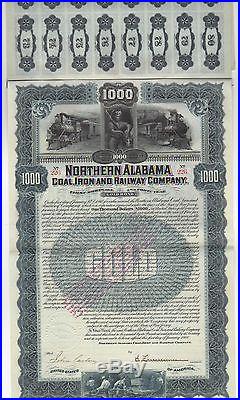 1900 Northern Alabama Coal, Iron and Railway Company Bond withcoupons