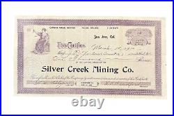 1900 Silver Creek Mining Co. Stock Certificate #42, (San Jose, CA)