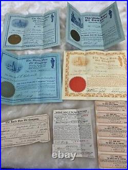 1900's The Uncle Sam Oil Company Lot Stock Certificates Receipts Paper