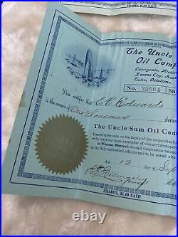 1900's The Uncle Sam Oil Company Lot Stock Certificates Receipts Paper