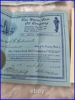 1900's The Uncle Sam Oil Company Lot Stock Certificates Receipts Paper