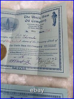 1900's The Uncle Sam Oil Company Lot Stock Certificates Receipts Paper