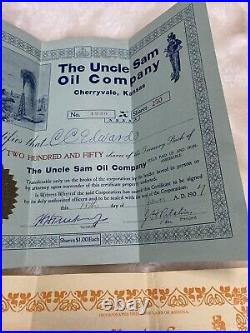 1900's The Uncle Sam Oil Company Lot Stock Certificates Receipts Paper