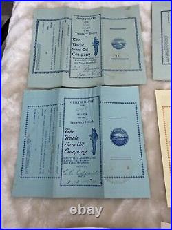 1900's The Uncle Sam Oil Company Lot Stock Certificates Receipts Paper