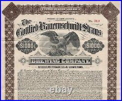 1901 New Jersey Gottlieb-Bauernschmidt-Straus Brewing Company $1000 Gold Bond