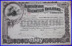 1902 Stock Certificate'American Elevated Railroad Company' New Jersey NJ