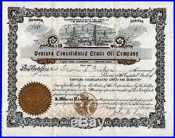 1902 Ventura California Consolidated Crude Oil Co SUPERB RARE Stock Certificate
