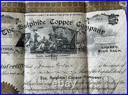1903 -Sulphide Copper Company Stock Certificate Denver James Gibson 500 Shares