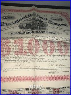1904-International Rail Road Company Bond, Grow & Evans Signed Great Vignette