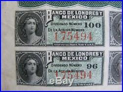 1905 BANCO DE LONDRES Y MEXICO 100 pesos QUEEN VICTORIA BOND with coupons