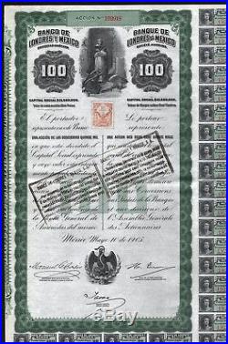 1905 Banco de Londres y Mexico uncancelled & coupons