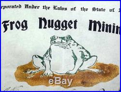 1905 Bull Frog Nugget Mining Co Stock Certificate Bullfrog Nevada (Rhyolite)