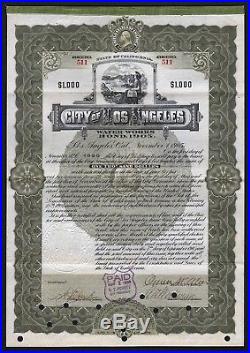 1905 California City of Los Angeles Water Works Bond (Mayor Owen McAleer)