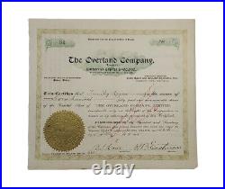 1905 The Overland Stock Certificate #31 Issued To Timothy Regan