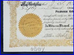 1906 Rare Stock Certificate Pocahontas Gold Gulch Mining Co. (Bullfrog) Prag