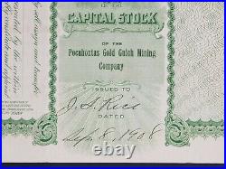 1906 Rare Stock Certificate Pocahontas Gold Gulch Mining Co. (Bullfrog) Prag