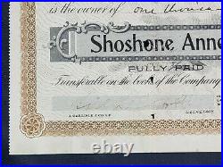1906 Stock Certificate Shoshone Annex Mining Co. S/b Southworth Tonopah, NV