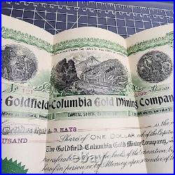 1906 The Goldfield-Columbia Gold MINING COMPANY STOCK CERTIFICATE Lot Nevada