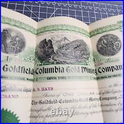 1906 The Goldfield-Columbia Gold MINING COMPANY STOCK CERTIFICATE Lot Nevada