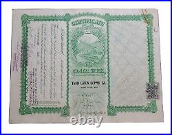 1906 Yaqui Canon Copper Stock Certificate #338 Issued to J. W. Yates