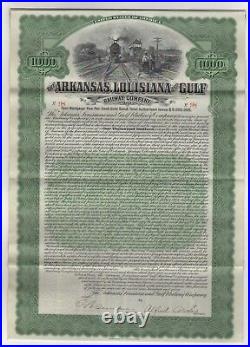 1907 Arkansas, Louisiana & Gulf Railway Bond