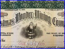 1907 CHRISTMAS WONDER MINING CO. Stock Certificate SANTA CLAUS Vignette! Nevada