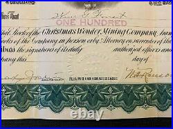 1907 CHRISTMAS WONDER MINING CO. Stock Certificate SANTA CLAUS Vignette! Nevada