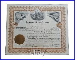 1907 Los Angeles, CA Barbarosa Mining Stock Certificate #14 Issued to R. H Renfro