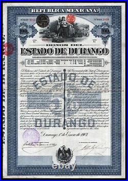 1907 Mexico Republica Mexicana, Bonos del Estado de Durango