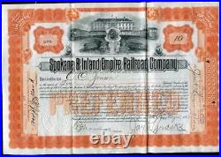 1907 Spokane Inland Empire Railroad Co WA Stock Certificate Rare