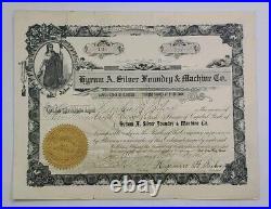 1908 Salt Lake City, UT Hyrum A. Silver Stock Certificate #134