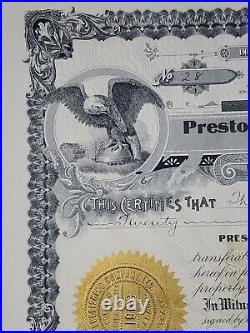 1909 Preston News Publishing Stock Certificate #28 Issued To Monson Lumber Co