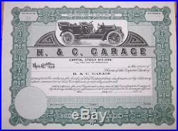 1910 Car/Automobile/Auto Stock Certificate'H&C Garage' New York