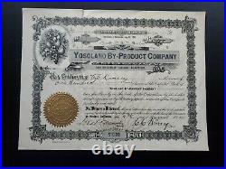 1910 Yosolano By-Product (Winters, CA) Stock Certificate #1 Issued to G. Kinsey