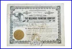 1911 Bellwood, PA Stock Certificate Bellwood Furniture Company #338